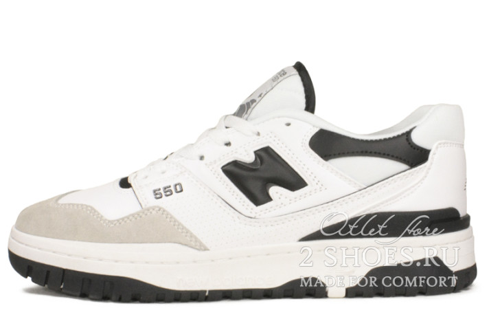Кроссовки New Balance 550 Sea Salt Black BB550LM1 белые, кожаные