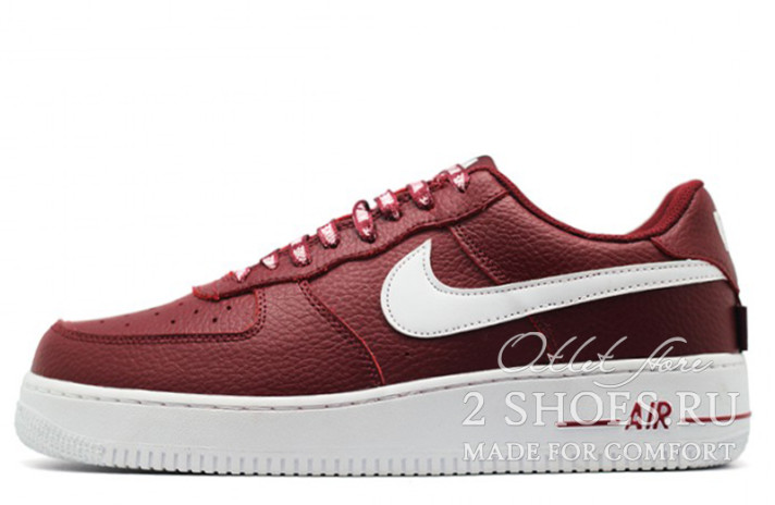 Кроссовки Nike Air Force 1 Low LV8 NBA Wine 823511-605 бордовые, кожаные